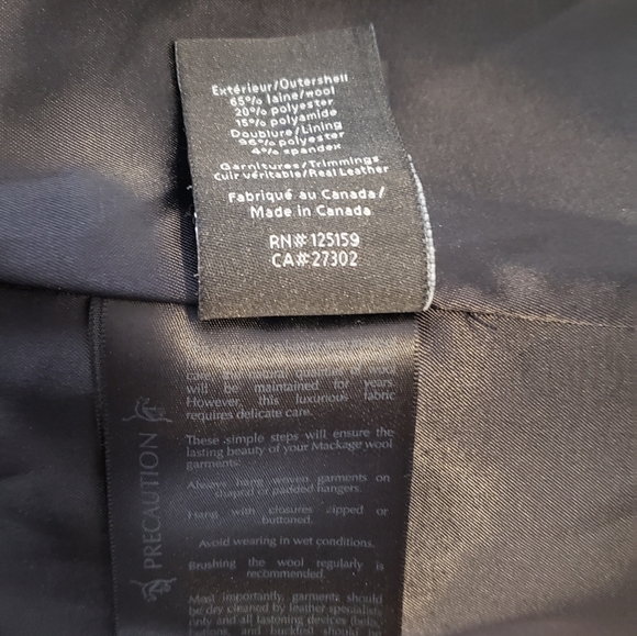 Mackage wool leather peacoat large tweed black - Picture 8 of 11